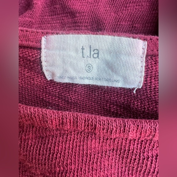 ANTHROPOLOGIE T.LA Long Sleeve Melissa Drop-Waist Dress Burgundy Sz S Pockets - Picture 6 of 10